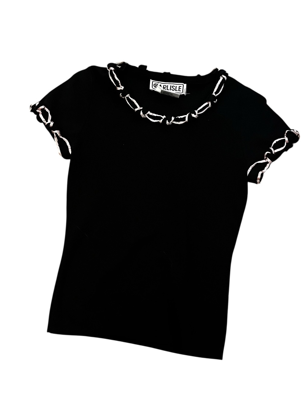 Carlisle black silk blend short sleeve shirt top small S